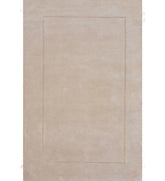Solid beige hand-tufted wool rug with subtle border design